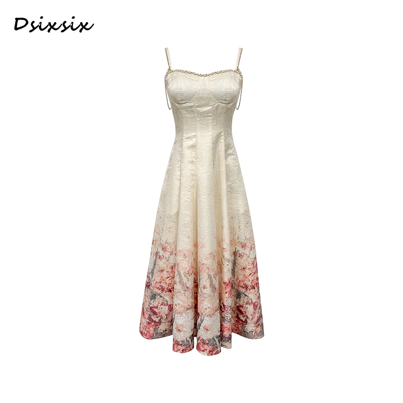 依漾自制-【东方卿花】新款气质原创设计感连衣裙-33107K