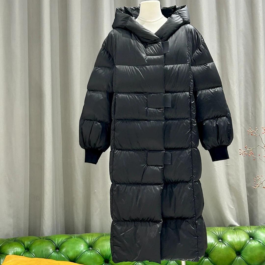 [长款]磁吸扣连帽秋冬羽绒服防风袖不可拆帽M8815