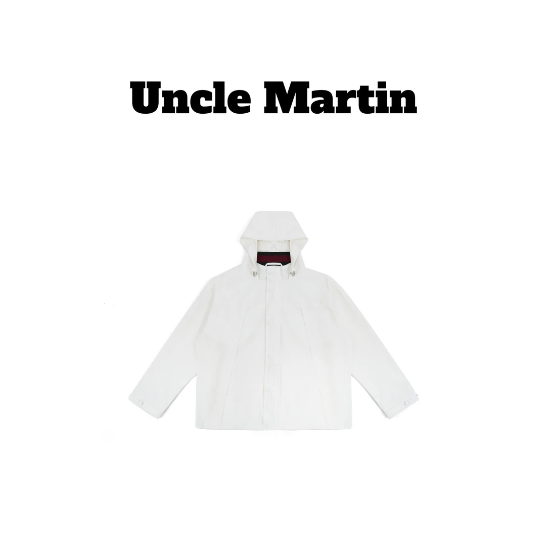 618-马丁叔叔 新款链接白色连帽外套 185
