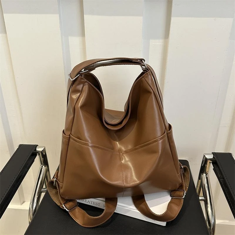 小众秋季软皮包包女大容量三用背包通勤托特包多功能背包斜跨书包