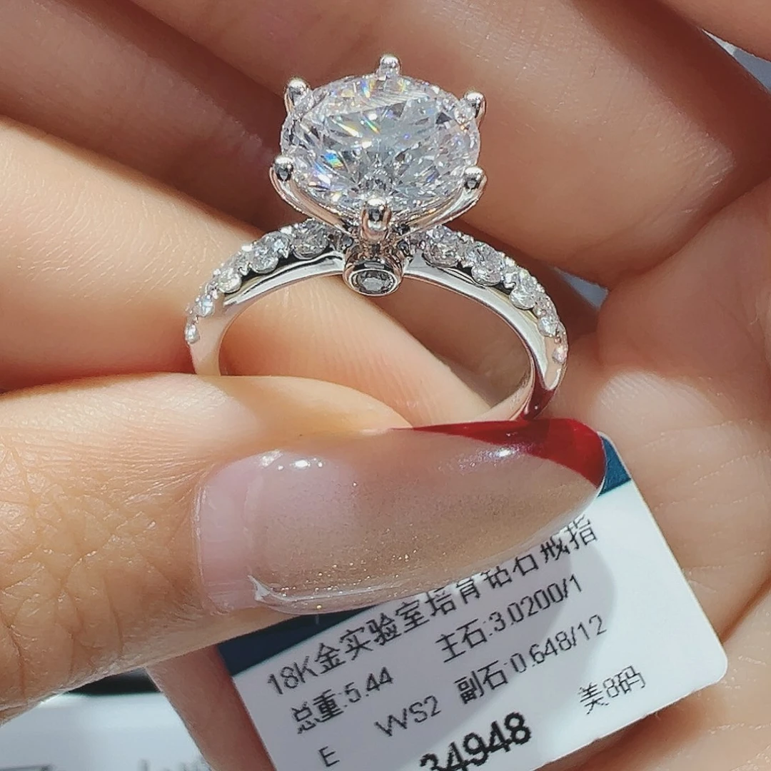实验室培育钻石18K金镶嵌3.02ct16-17