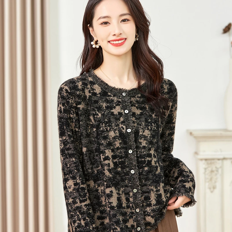 MUMENG/慕蒙【100%山羊绒】秋冬小香风气质洋气针织毛衣女-MUM3852T