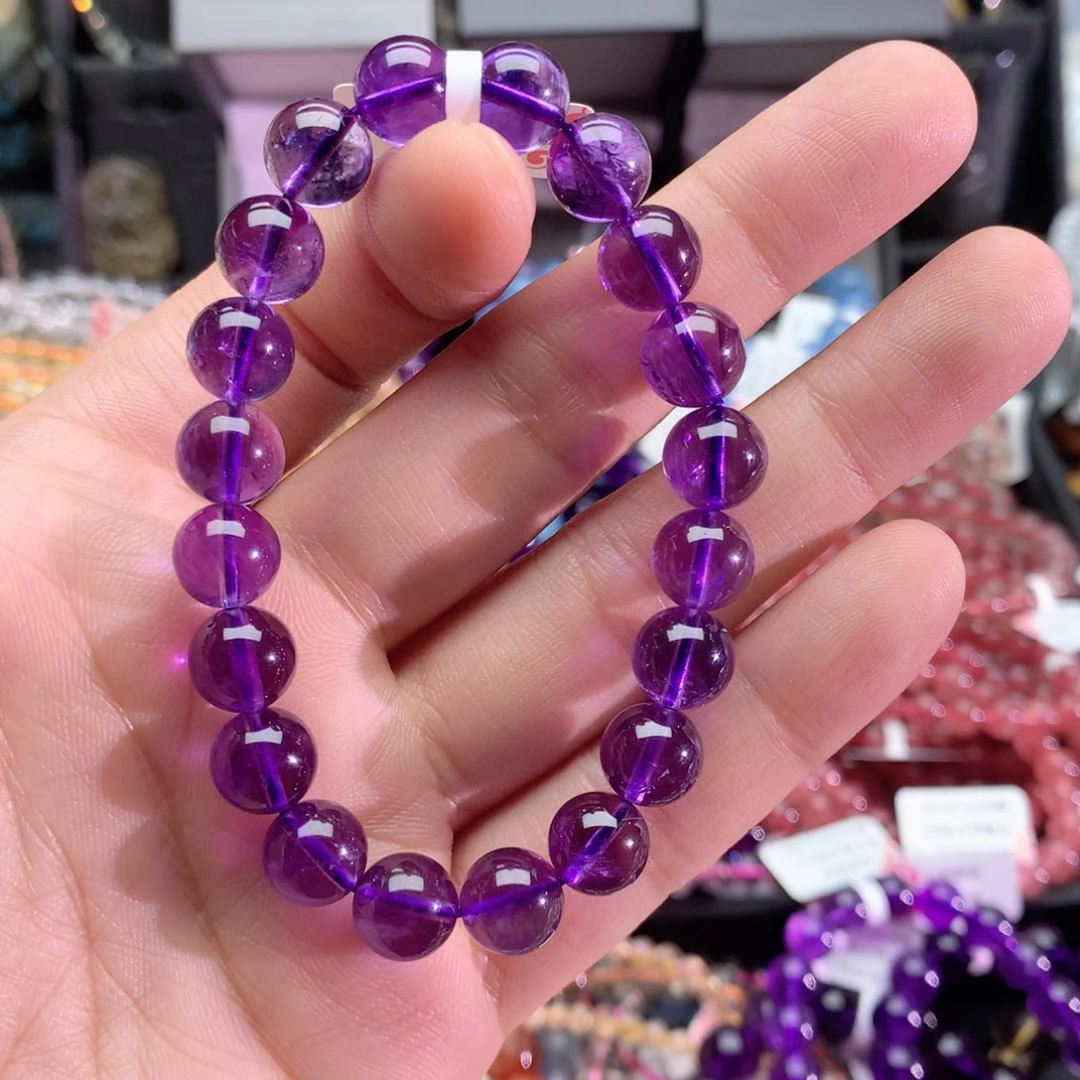 水晶手串未镶嵌师****猫乌拉圭紫晶手链9+
