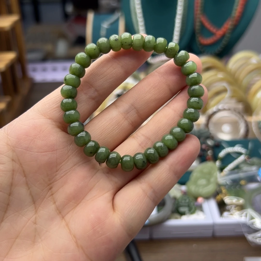 手串未镶嵌和田玉碧玉算盘珠