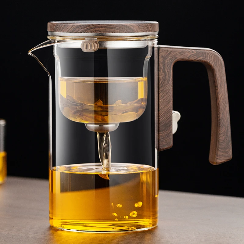 玻璃飘逸杯吸磁泡茶壶无杆一键茶水分离家用办公室茶具高档飘逸壶