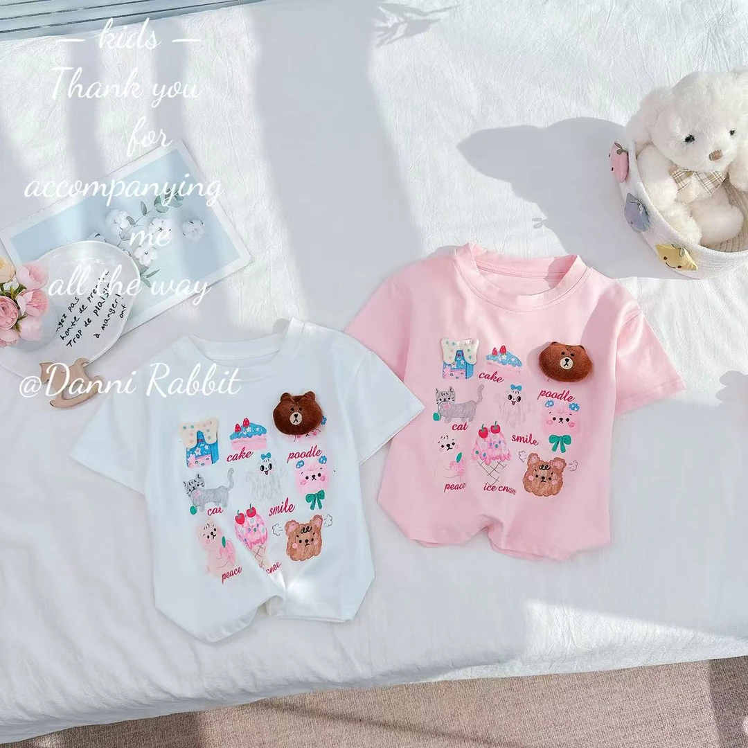 新款夏装休闲可爱卡通满印百搭T恤 D-AB109