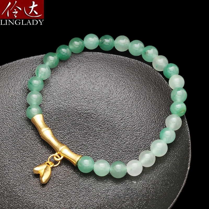 合金手链 伶达设计感非洲翠手串 竹瑞长青手链 925银伴石英质玉