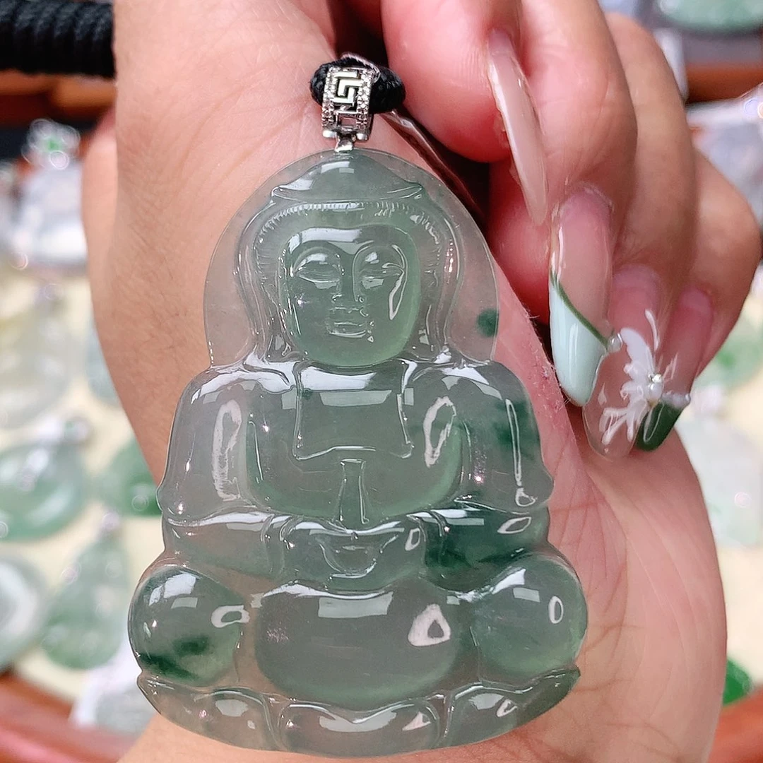 翡翠18K金镶嵌吊坠(不含链)观音