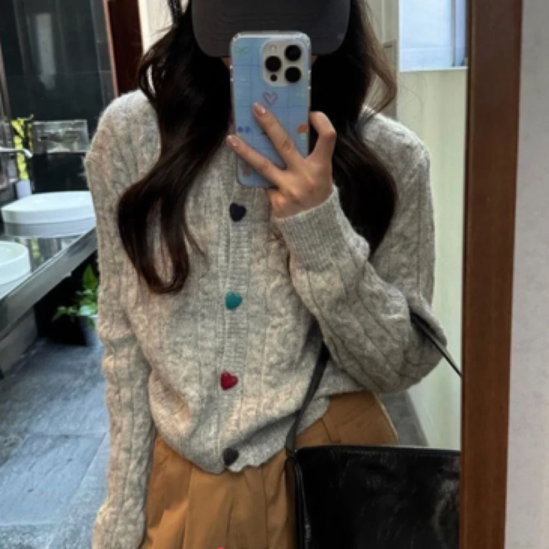 常规纯欲风长袖法式长款毛针织衫网红秋冬百搭小香风女装针织开衫