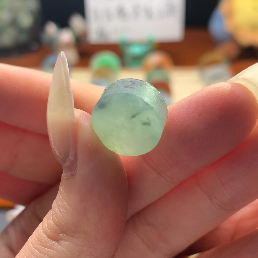 定制翡翠未镶嵌冰飘花戒指心2号