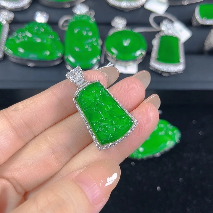 翡翠银S925镶嵌吊坠(不含链)