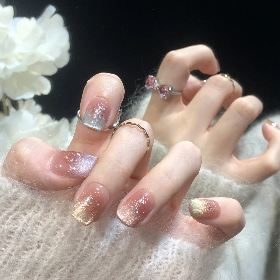 喵公子【彩糖粉魅】纯手工穿戴甲可拆卸美甲光疗甲