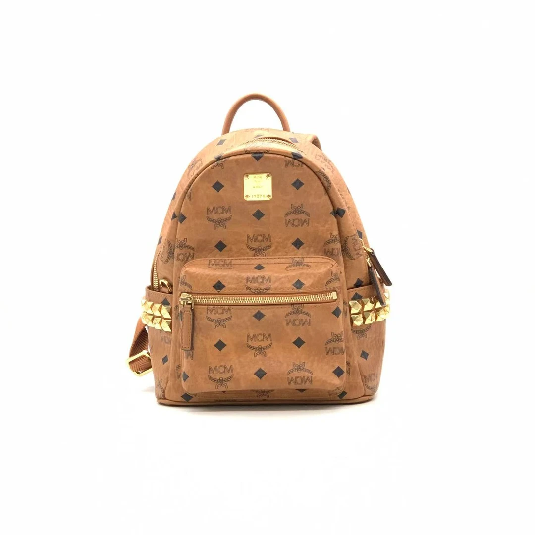 95新 MCM 干邑色小号双肩包