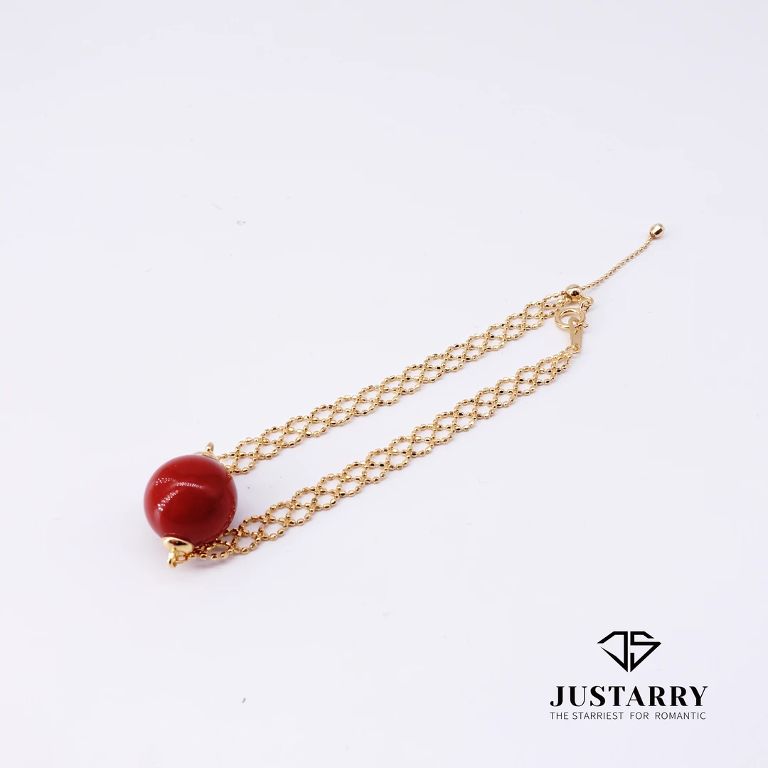 JUSTARRY【孤品秒杀】S925银南红玛瑙手链设计款编织手链贵气 红色
