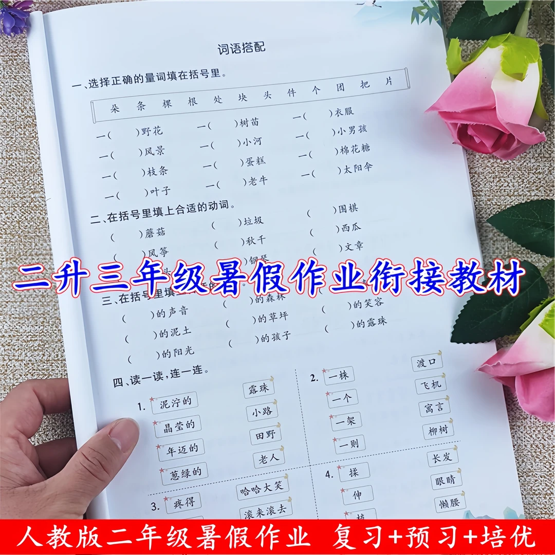 二年级语文和数学暑假作业全套人教版二升三年级复习预习衔接教材