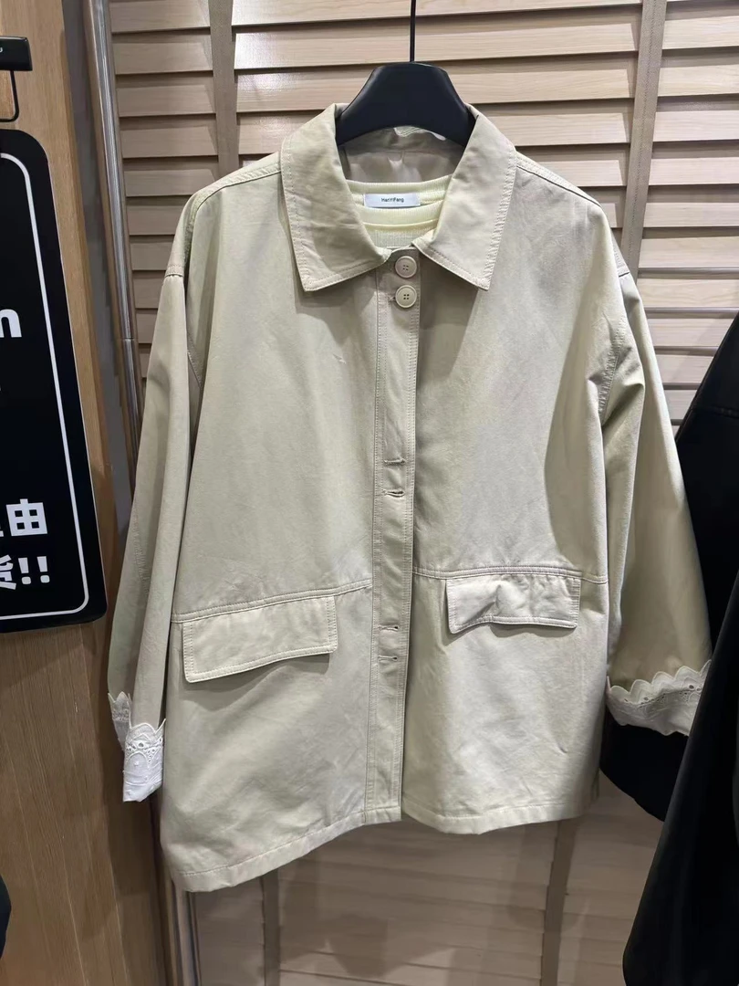 【海岛之约】简约气质百搭蕾丝拼接设计宽松显瘦风衣