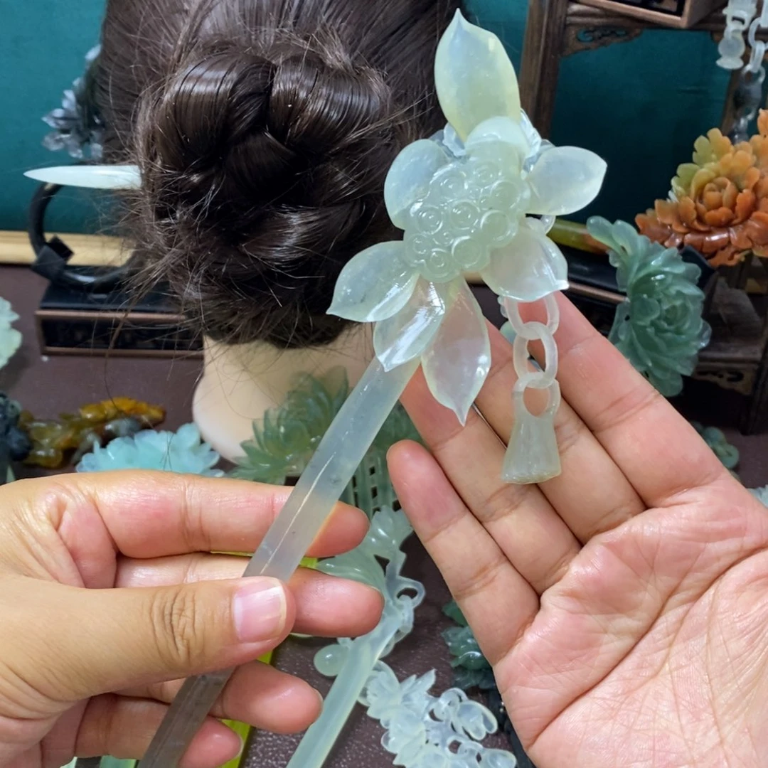 蛇纹石玉未镶嵌发饰