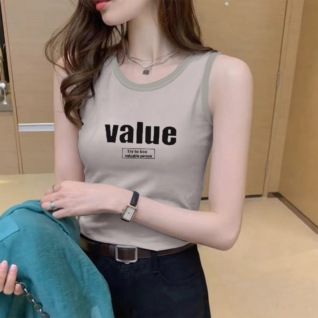 100%纯棉吊带背心女夏季新款韩版时尚百搭休闲运动体恤打底上衣