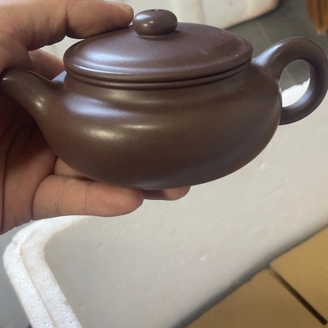 茶壶紫砂微瑕方彬紫泥扁腹