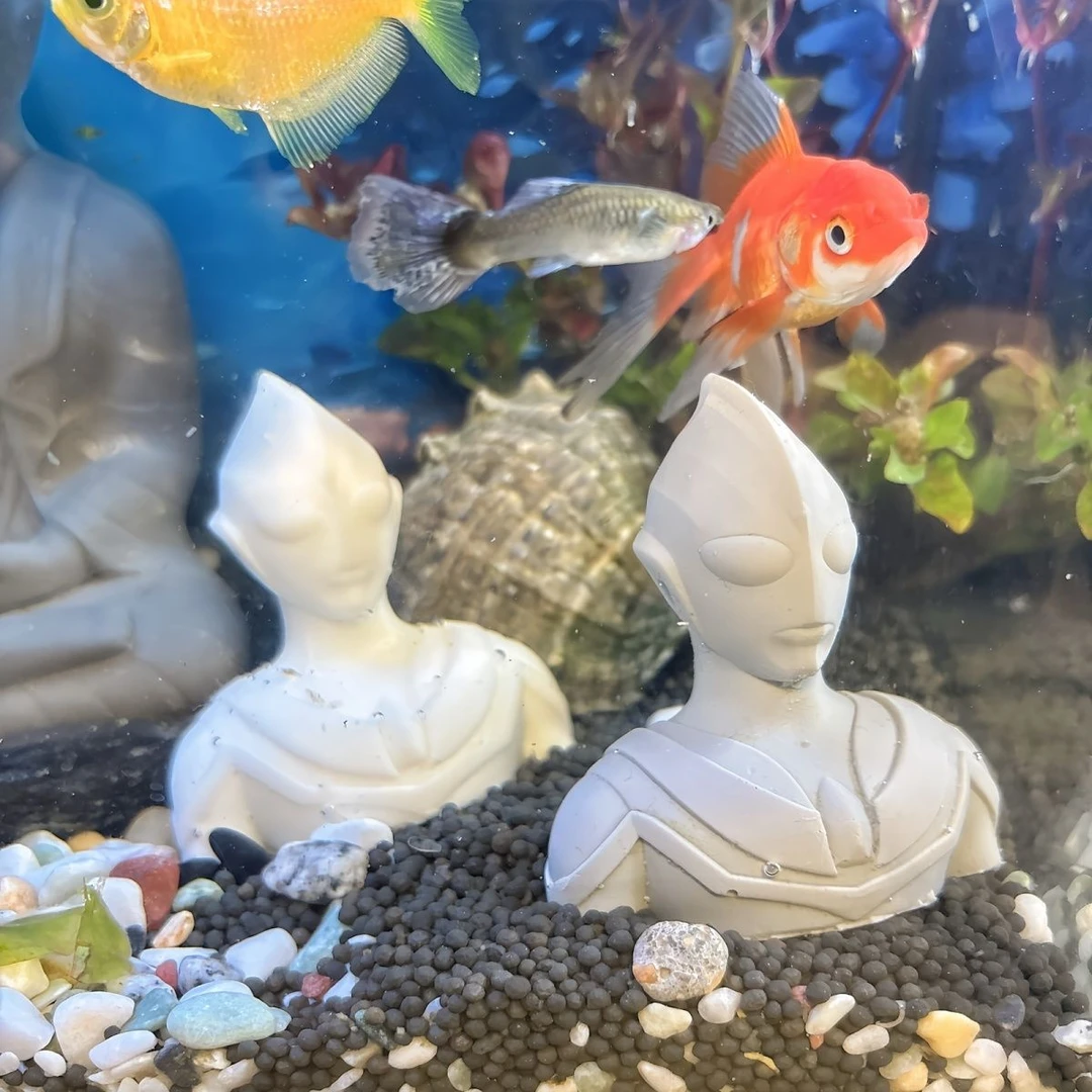 鱼缸造景水族箱摆件装饰品奥特曼莲花底座微景观沉水家居花盆造景