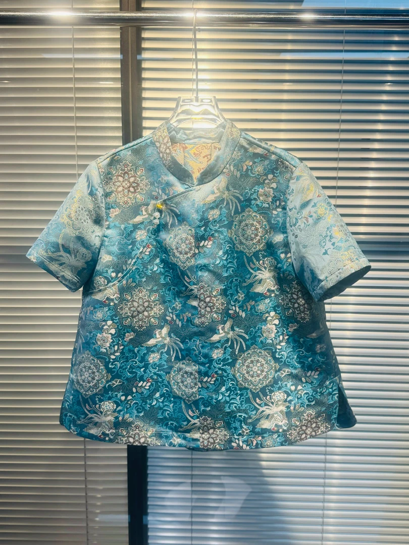 南油织金宋锦原创衬衫新中式国风短袖气质衬衣夏季25新款