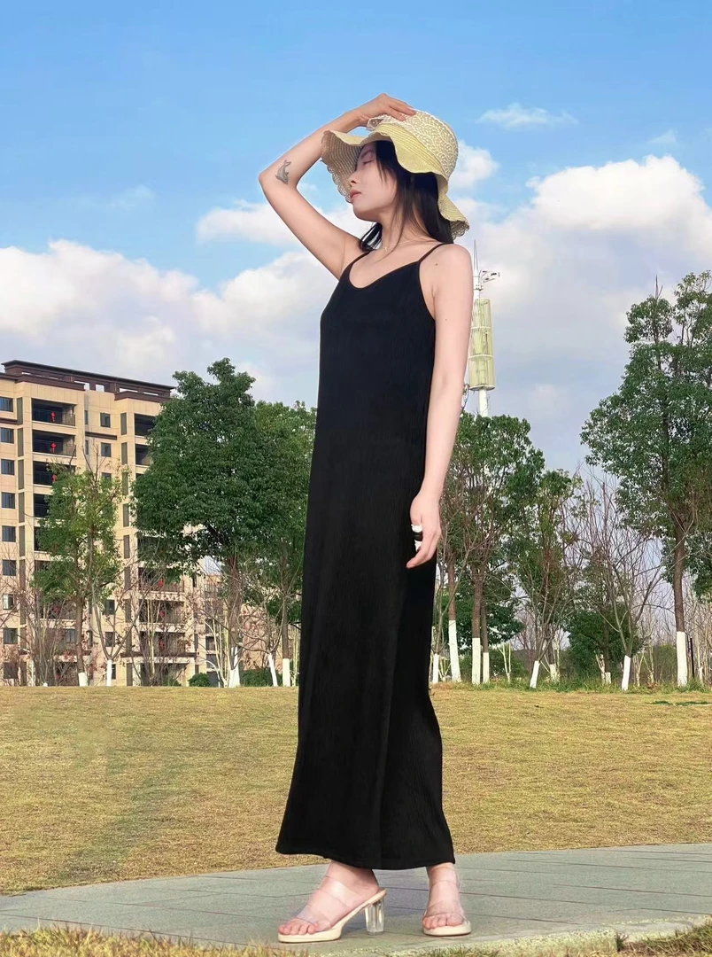 新春夏款胖mm大码女款连衣裙休闲长裙慵懒风外穿吊带裙韩版裙子