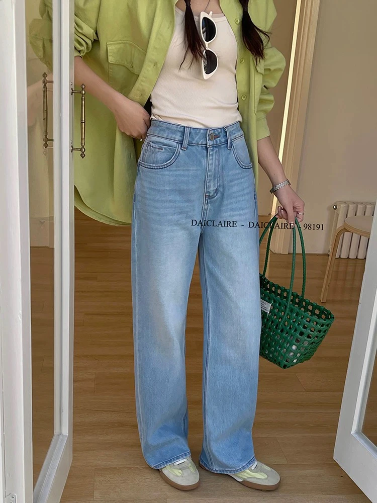 代嘉儿daiclaire98191牛仔裤女早春新款弹力宽松显瘦窄版阔腿裤女