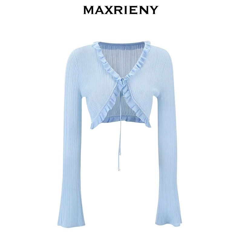 MAXRIENY手工2025春夏新款截短针织开衫外套防晒衫MS85JA251B20