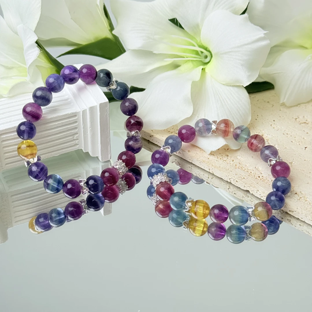 【苍羽萤石】萤石手串10mm面小仙多样性发其一Z