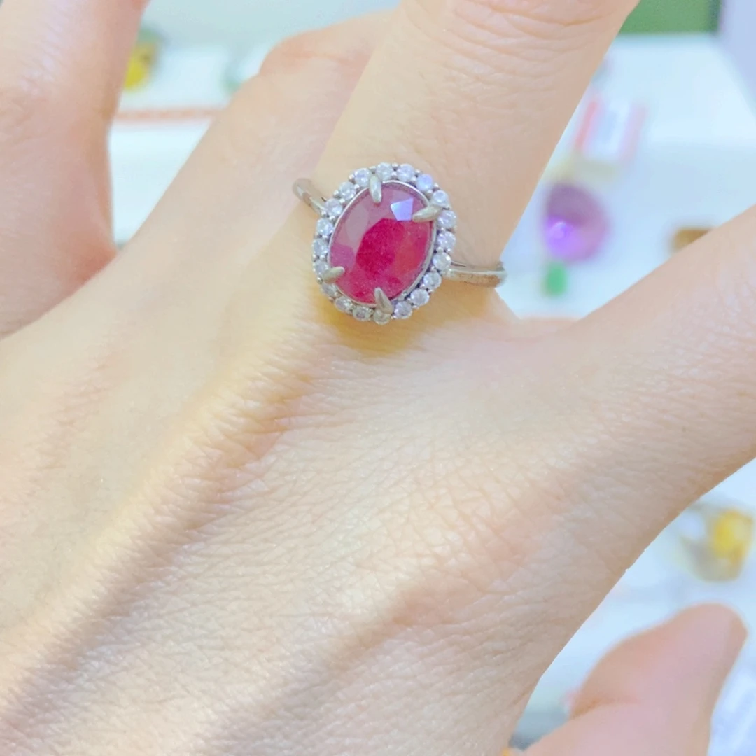 银S925镶嵌戒指红宝石