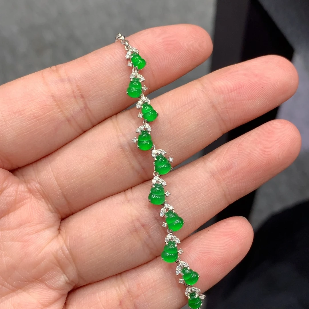 翡翠18K金镶嵌手链手链