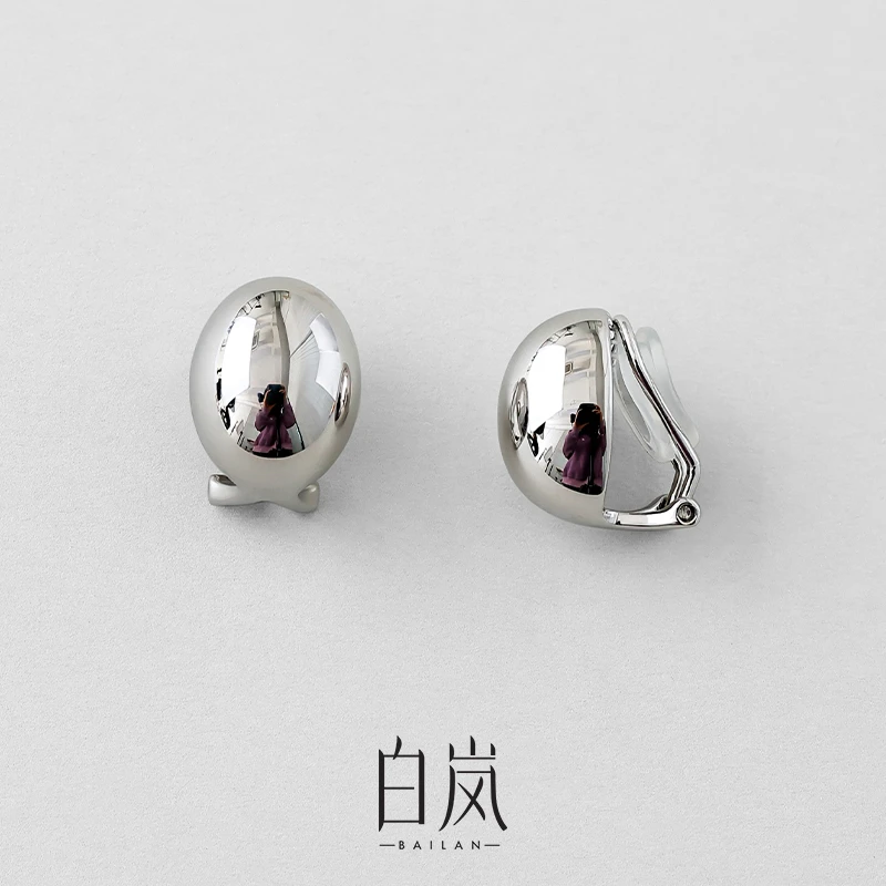 925银耳饰 白岚小银豆耳夹女S925银耳饰潮百搭豆豆小众设计ED3857