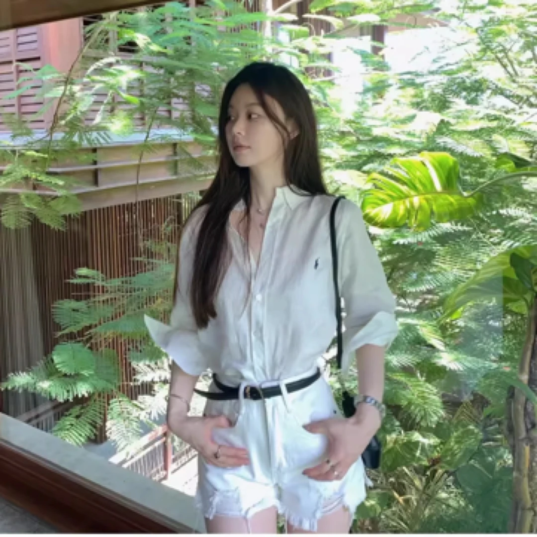 宽松防晒衬衫棉麻高级感衬衫女刺绣点缀轻奢薄款透气舒适小众夏季