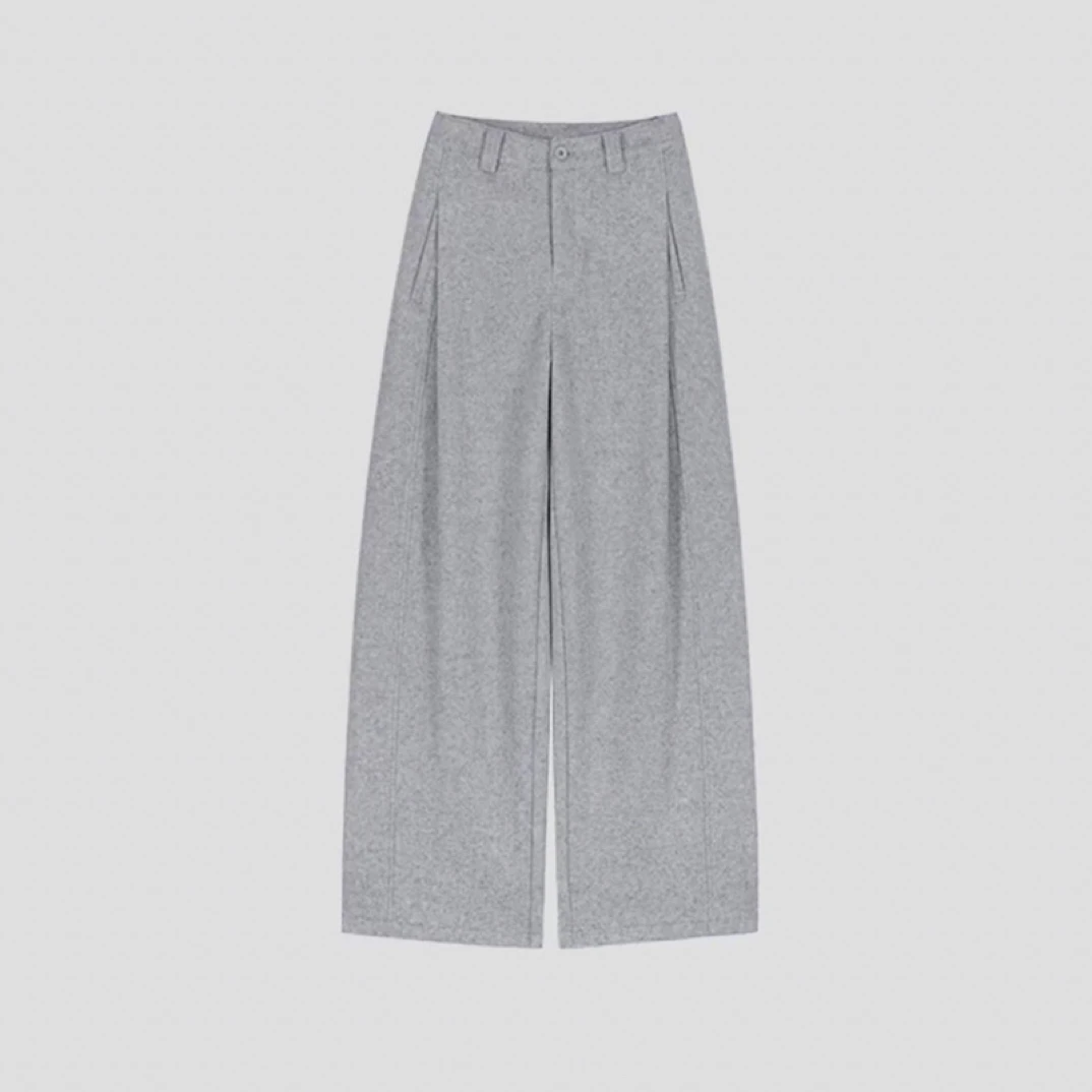 迷雾裤女2025秋冬新款高腰显瘦加绒加厚毛呢休闲宽松垂坠阔腿裤子