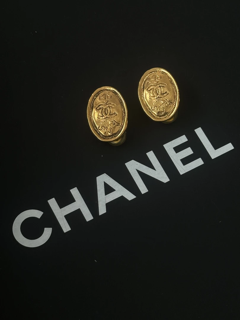 95新 Chanel/香奈儿 中古皇冠钱币耳夹 10567920