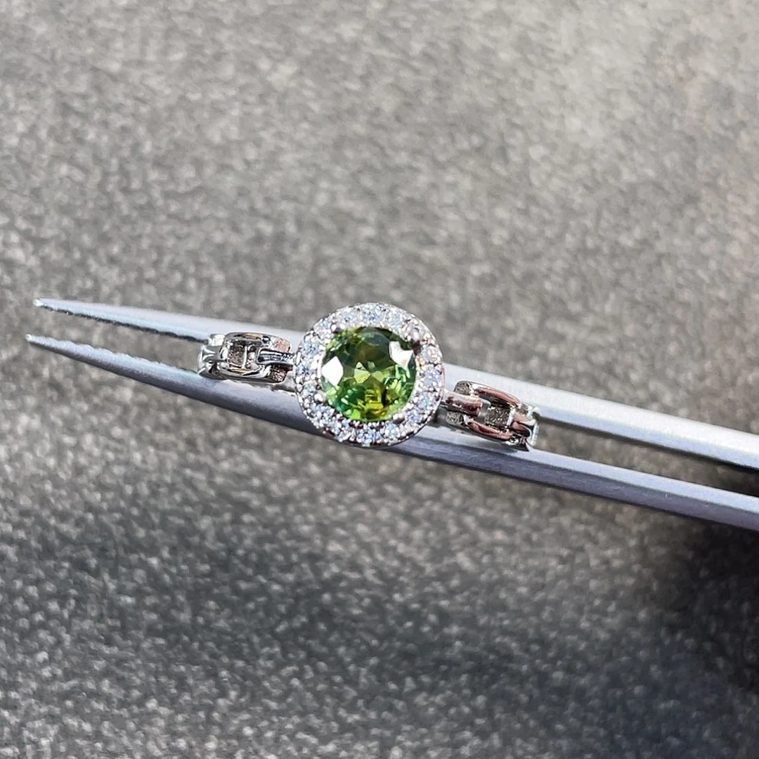 蓝宝石银S925镀金镶嵌戒指