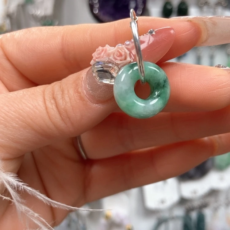 【闪购商品】翡翠耳饰银S925镶嵌耳饰