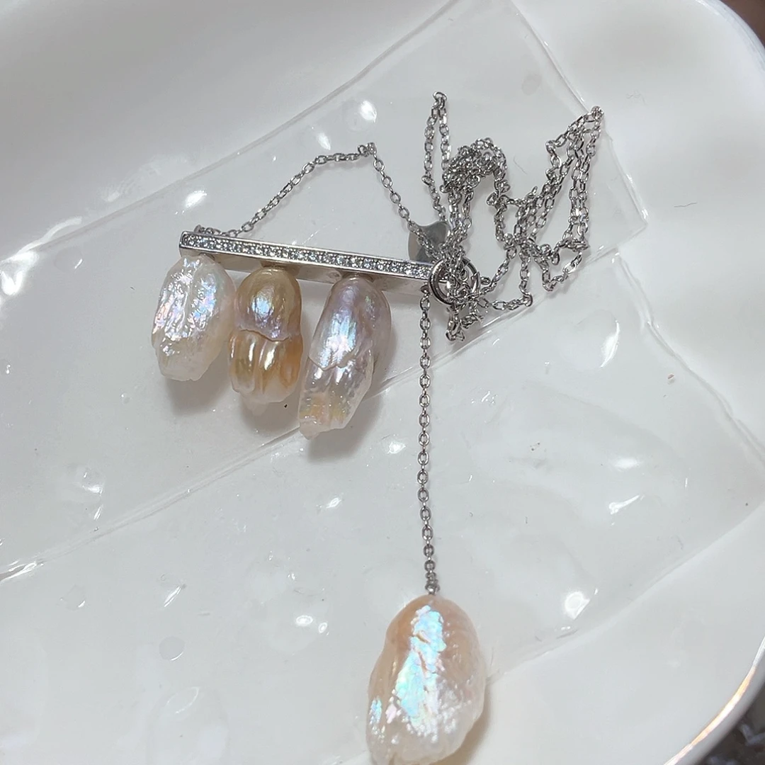 淡水珍珠银S925镶嵌颈饰