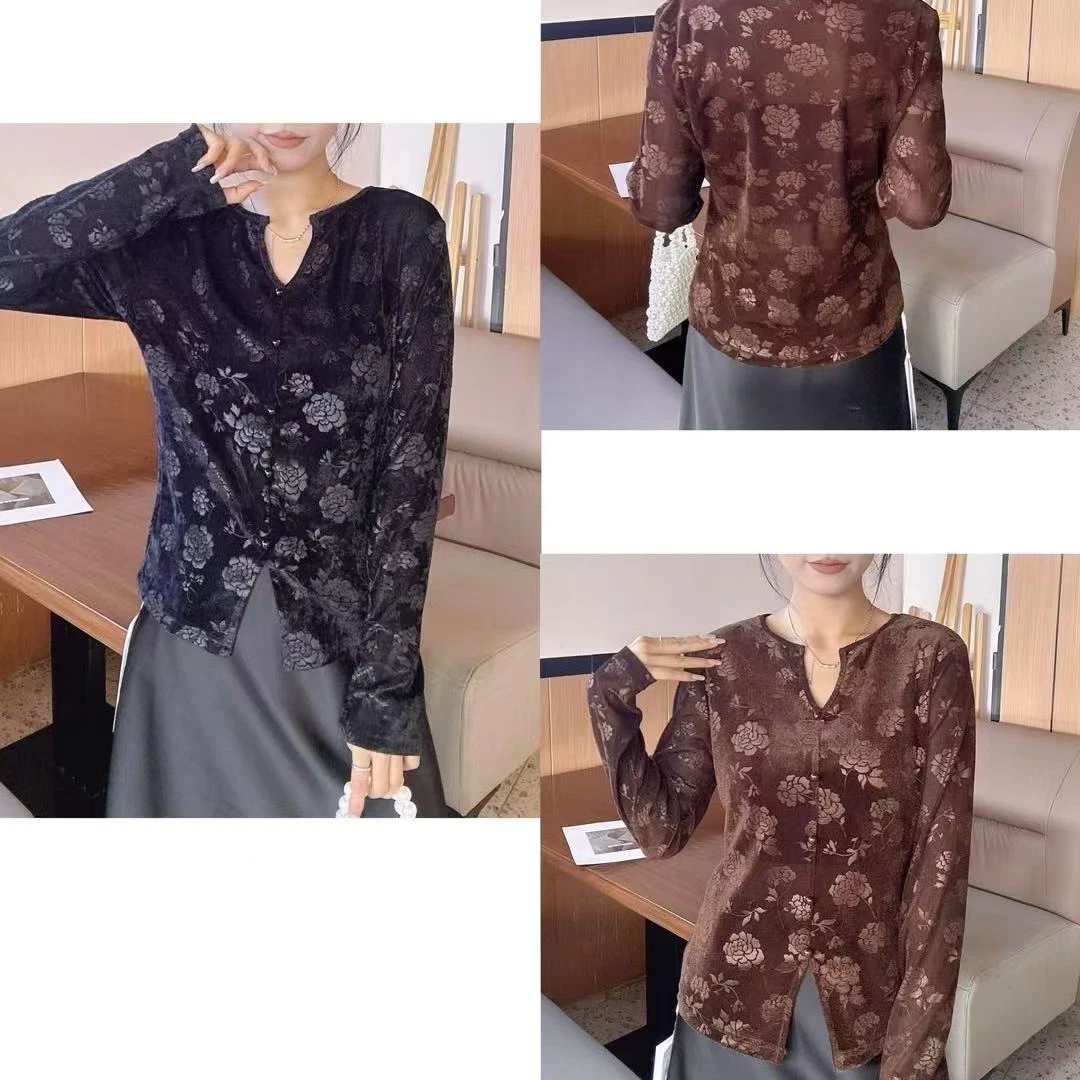 88B612/118   金丝绒打底T恤衫秋冬修身气质上衣女