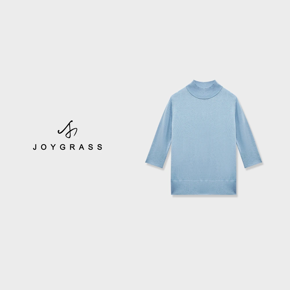 JOYGRASS(乔伊)纯色半高领印花针织衫Z-05017