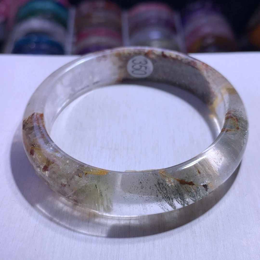 银S925镶嵌手镯水晶莫奈绿幽灵58圈350