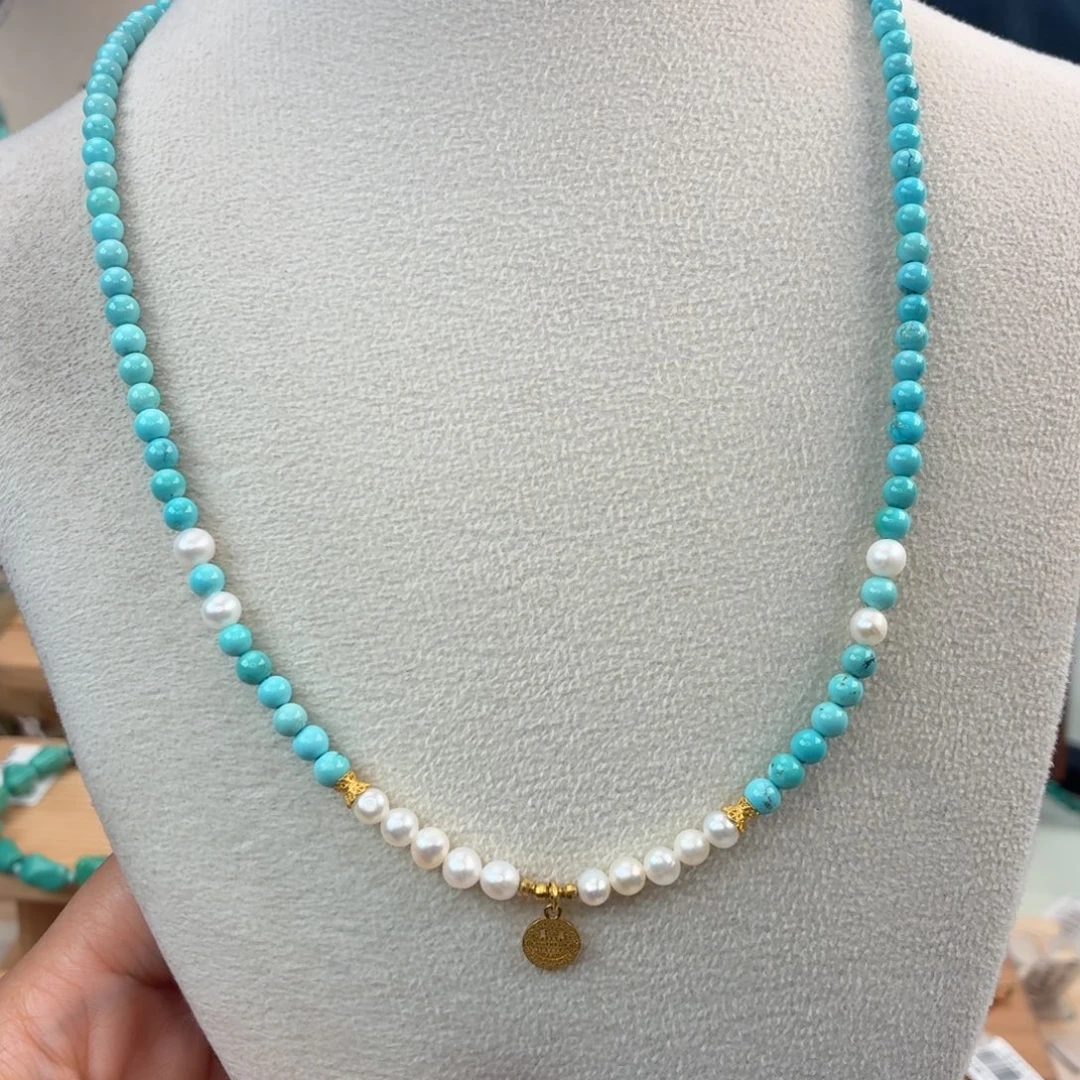 绿松石18K金镶嵌颈饰