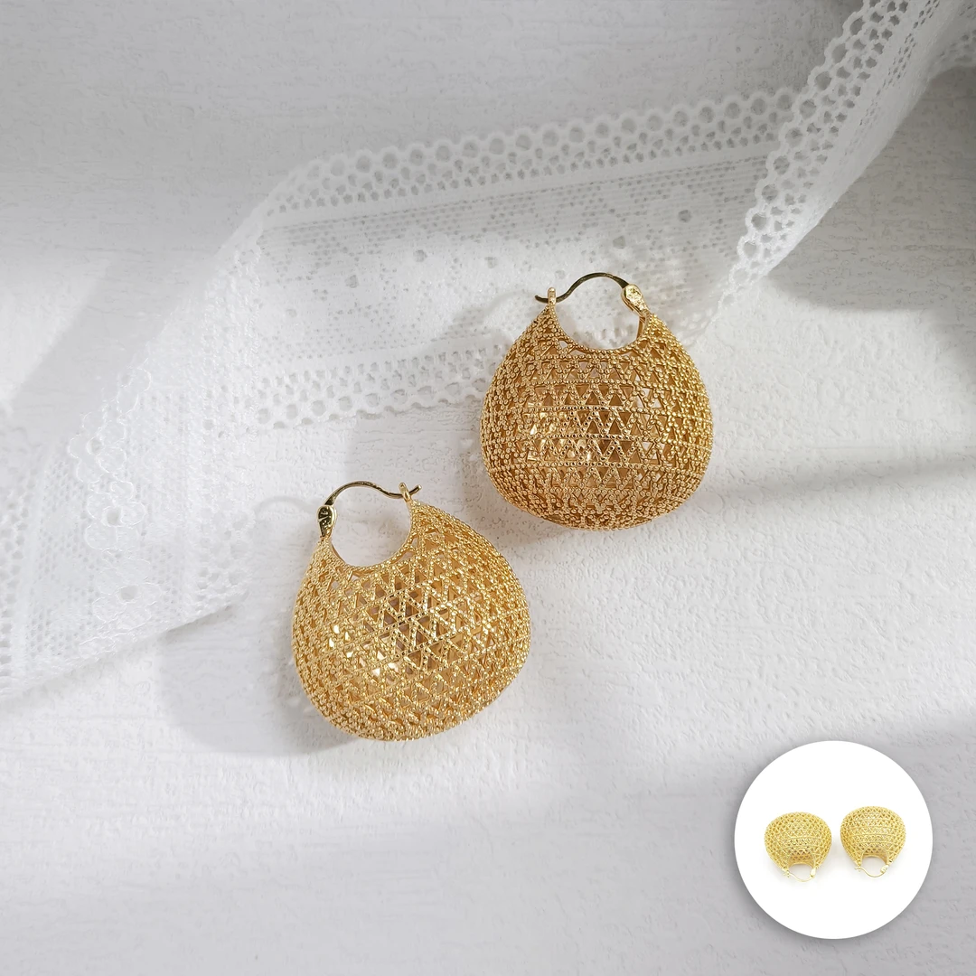 铜合金耳饰 AQW-006528【一篮烟雨】耳饰气质精致简约百搭