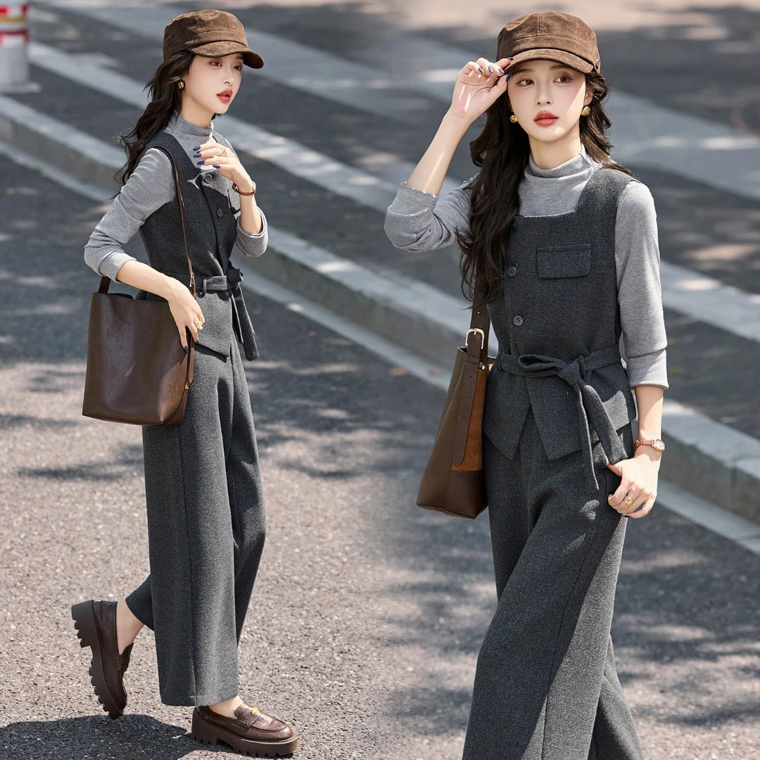 超好看休闲通勤小西装套装女春季2025新款高级感西服阔腿裤三件套