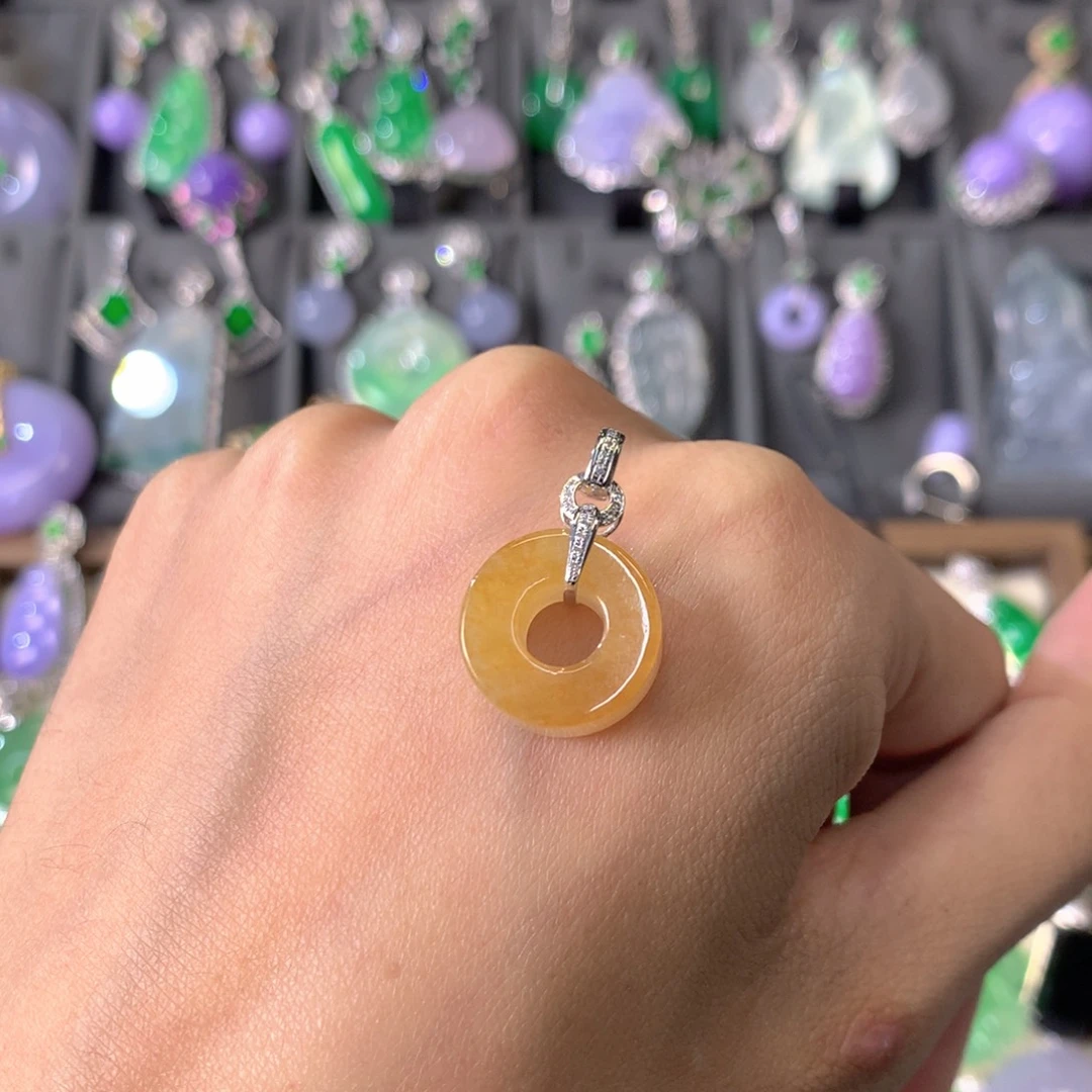 翡翠18K金镶嵌吊坠(不含链)