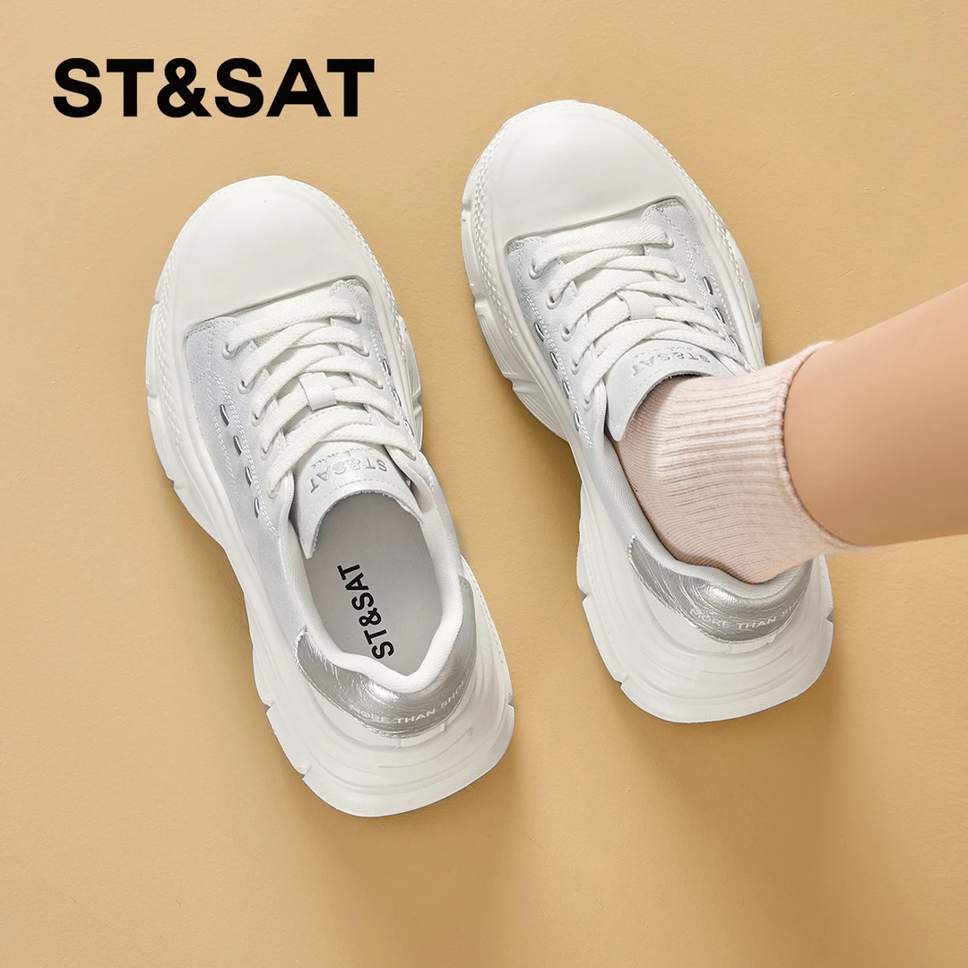 星期六明星同款正版鞋子女款爆款2025新款高颜值厚底鞋女士运动鞋