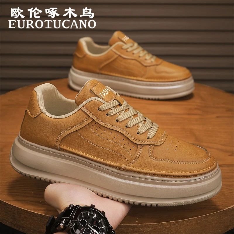 欧伦啄木鸟EUROTUCANO男鞋冬季厚底百搭休闲工装鞋子男款运动板鞋