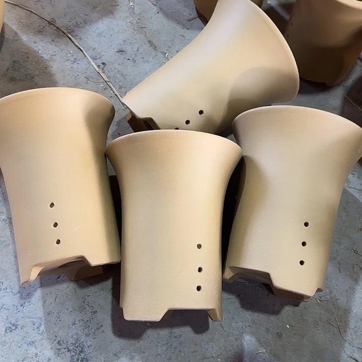 19×22四只黄段泥手工盆