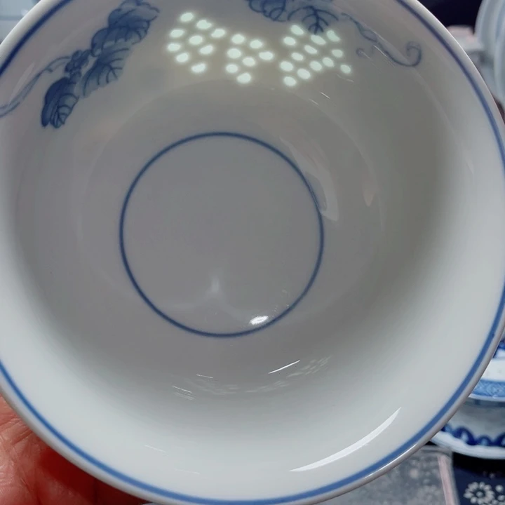 青花玲珑6寸面碗葡萄