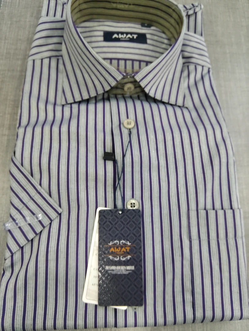 男士夏季短袖免烫无痕条纹紫短袖暗纹商务休闲衬衫衬衣